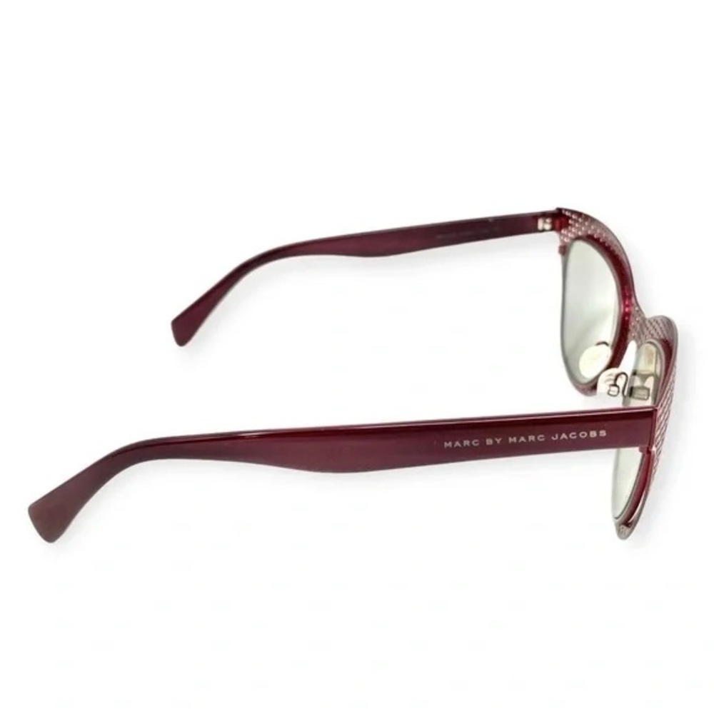 MARC JACOBS Red Burgundy Woven Metal Mirror Lens $250 Sunglasses Black Case - Picture 9 of 16